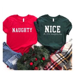 Naughty and Nice Shirts, Husband and Wife Christmas, Christmas Shirt Set, Funny Christmas Shirt, Christmas Pajamas, Matc