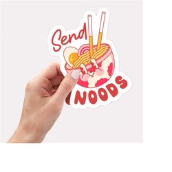 Retro Ramen Lover Weatherproof Sticker, Send Noods, Vintage Noodle Lover Laptop Sticker, Latte Sticker, Retro Spicy Rame
