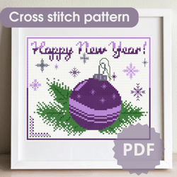 Cross stitch pattern / Happy New Year! / Cross stitch pattern PDF / DIY New Year's gift / Cross stitch chart PDF