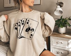 Ace Card Cowboy Sweatshirt , Playing Card Sweatshirt,