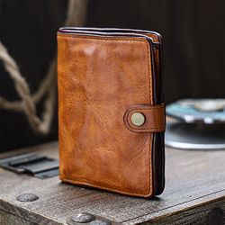 Vegetable Tanned Leather Short Wallet