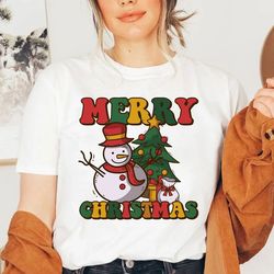 Retro Merry Christmas tshirt , Christmas Sweatshirt, holiday apparel , Unisex Sweatshirt for Women , Christmas Gift , Ho