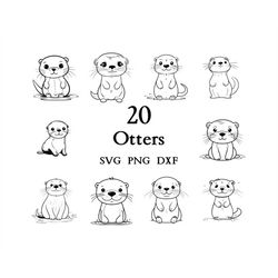 Otter Svg Bundle , Otter Svg , Cut Files for Cricut And Laser Engraving , 20 Svg, Png, and Dxf Files Combined in One Bun