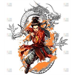 Samurai and Dragon SVG, PNG Digital file Samurai for printing on T-shirts, Hoodie, Mug Awesome Japanese Art T-Shirt Deca