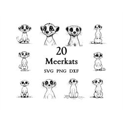 Meerkat Svg Bundle , Meerkat Svg , Cut Files for Cricut And Laser Engraving , 20 Svg, Png, and Dxf Files Combined in One