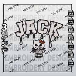 Hello Kitty Machine Embroidery Pattern, Jack Skellington Drop Name Embroidery Designs, Halloween Embroidery Files