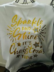 Christmas T Shirts with slogan. Choose you own Slogan when ordering.