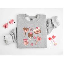 Valentines Day Cake And Candy Sweatshirt, Snack Life, Eat Cake, Love Key,Valentines Day Shirts For Woman,Valentines Day