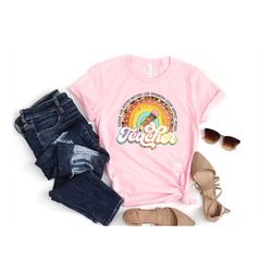 Teacher Rainbow Shirt, Teach Love Inspire, Inspirational Teacher Shirt, Teacher Appreciation, Gift for Teacher, Cute Tea