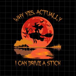 Why Yes Actually I Can Drive A Stick Svg, Witch Halloween Svg, Funny Witch Quote Svg, Witch Black Cat