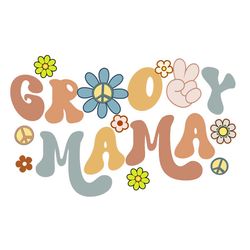 Flower Be Groovy Mama V Sign Gift PNG