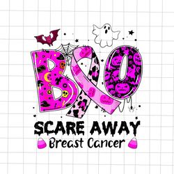 Boo Scare Away Breast Cancer Png, Boo Scare Halloween Png, Pink Breast Cancer Halloween Png, Boo Hal