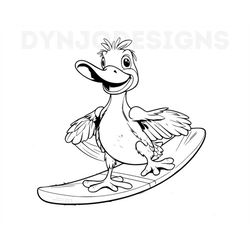 Surfing Duck Svg, Duck Svg, Summer Svg, Beach Svg, Surfer Svg, Cut File For Cricut, Summer Time