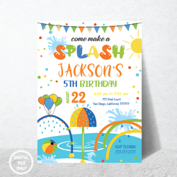Personalized File Splash Pad Invitation PNG File Only, Splash Pad Party Invite Birthday Png, Instant Download Splash Pad
