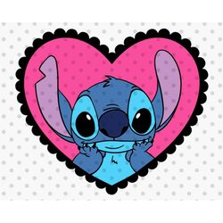 Stitch in Love Svg, stitch valentines day, Valentines day svg, Hearts svg