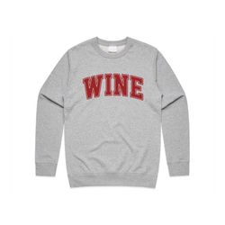 Wine Jumper Sweater Sweatshirt Drink Vino Varsity College University Sports Funny Gift