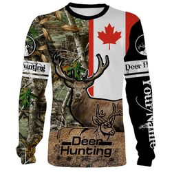 Deer hunting Canada Flag camo Custom Name 3D All over print Shirts, Face shield &8211 personalized hunting gifts &8211 F