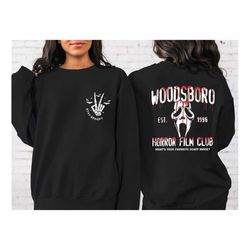 Vintage Halloween Sweatshirt, Woodsboro Horror Film Club Sweatshirt, Back And Front Ghost Face Sweatshirt, Spooky Season