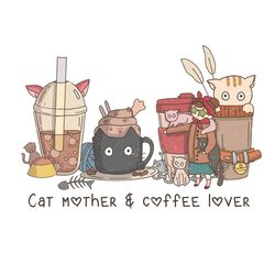 Funny Cat Mother and Coffee Lover Gifts PNG