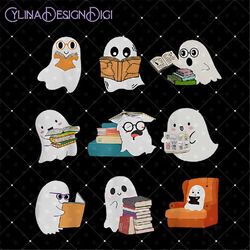 Teacher Ghost Reading Book PNG, Ghost Books Png, Books Halloween Png, Boo Reading Books Png, Gift For Bookish, Book Nerd