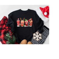 Santa Coffee Shirt, Christmas Snowmen Shirt, Deer,  Peppermint Latte, Cozy Winter, Christmas Shirt, Merry Christmas Shir
