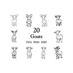 Goat Svg Bundle , Goat Svg , Cut Files for Cricut And Laser Engraving , 20 Svg, Png, and Dxf Files Combined in One Bundl
