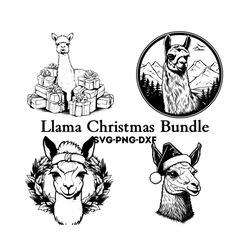 Llama Christmas Bundle , Llama Svg , Christmas Designs