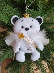 Angel, white bear, Christmas angel, christmas ornament, christmas decor, princess, gift for girl, Christmas tree decor