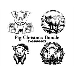 Pig Christmas Bundle , Pig Svg , Christmas Designs