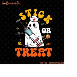 Stick Or Treat Png, Cute Nurse Halloween Png, Ghost RN Nurse Png, Spooky ER ICU Nurse Png, Nurse Life Png, Spooky Season