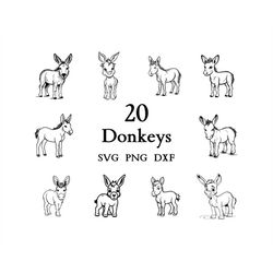 Donkey Svg Bundle , Donkey Svg , Cut Files for Cricut And Laser Engraving , 20 Svg, Png, and Dxf Files Combined in One B