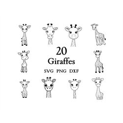 Giraffe Svg Bundle , Giraffe Svg , Cut Files for Cricut And Laser Engraving , 20 Svg, Png, and Dxf Files Combined in One