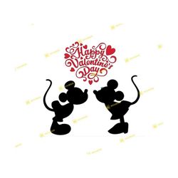 Mickey, Minnie, Happy Valentine's Day | SVG PNG | Silhouette Cricut Cutting Ready Instant Download