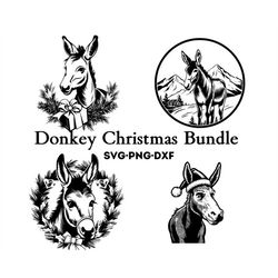 Donkey Christmas Bundle , Donkey Svg , Christmas Designs