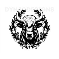 Bison With Wreath , Bison Svg , Christmas Designs