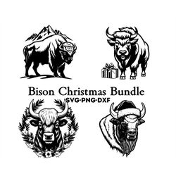 Bison Christmas Bundle , Bison Svg , Christmas Designs