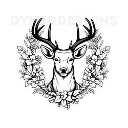 Deer With Wreath , Deer Svg , Christmas Designs