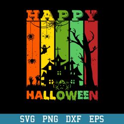 Vintage Happy Halloween Colorful Svg, , Halloween Svg, Png Dxf Eps Digital File