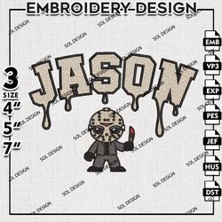 Drop Name Jason Voorhees Embroidery Designs, Horror Characters, Halloween Embroidery Files, Machine Embroidery Designs