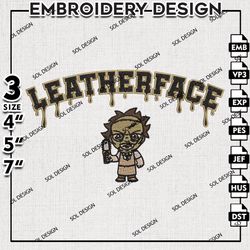 Drop Name Chibi Leatherface Embroidery Files, Horror Characters, Halloween Embroidery, Horror Machine Embroidery