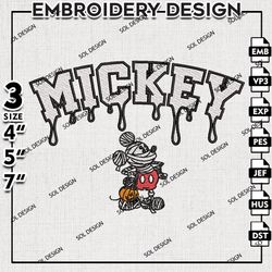 Drop Name Mickey Mummy Embroidery Files, Halloween Embroidery, Disney Machine Embroidery Pattern, Spooky Season