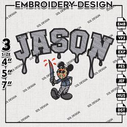 Drop Name Chibi Jason Voorhees Mickey Embroidery Designs, Disney, Halloween Embroidery Files, Machine Embroidery