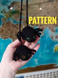 Crochet PATTERN car accessories, Easy SPIDER patter for beginners, PDF mini amigurumi tutorial, Diy spooky goot car deco