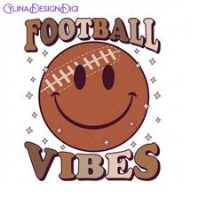 retro football png, football smiley face png, football sublimation design, football vibes png, retro game day football p