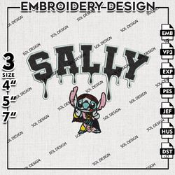 Drop Name Stitch In Sally Skellington Embroidery Designs, Halloween Embroidery Files, Horror Machine Embroidery Pattern