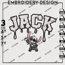 Drop Name Stitch Jack Skellington Embroidery Files, Nightmare Halloween Embroidery, Stitch Machine Embroidery Pattern