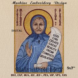 Saint Olga of Alaska 5x7 machine embroidery design