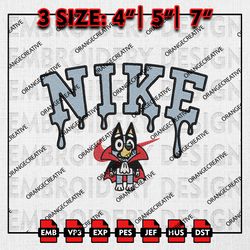 Nike Dracula Bandit Heeler Embroidery files, Halloween Bluey Embroidery Designs, Bluey Machine Embroidery Pattern