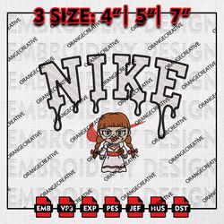 Nike Horror Annabelle Halloween Embroidery files, Horror Characters Embroidery, Halloween Machine Embroidery Pattern