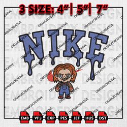 Nike Horror Chucky Character Embroidery, Horror Characters Embroidery Designs, Halloween Machine Embroidery Pattern